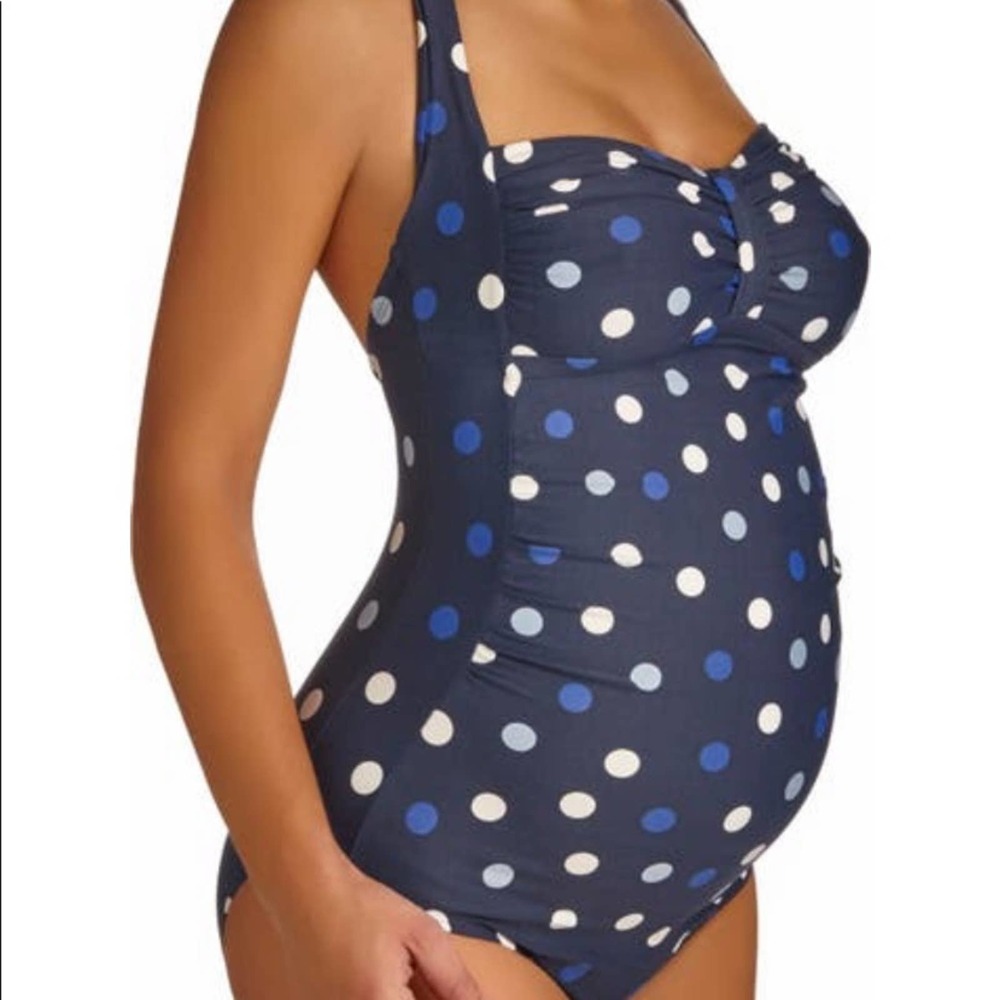 Pez D’or Maternity Swimsuit - XL - Navy Polka Dot
